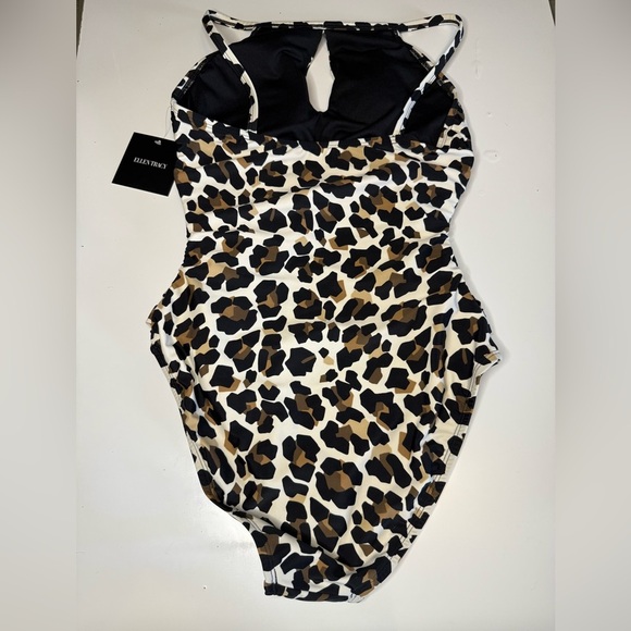 Ellen Tracy Leopard Animal Print One Piece Swimsuit High Neck Size 10 NWT - Picture 4 of 6
